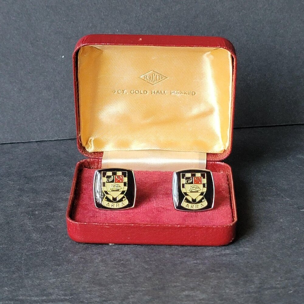 Vintage Hillcrest ARRA Coat of Arms Enamel Cufflinks